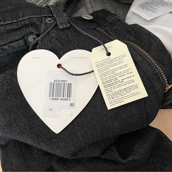 NEW LEVIS sz 30 GIRLS DON'T CRY Black 701 Straight High Rise Jeans - Picture 7 of 9